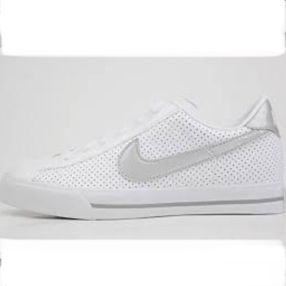 NIKE Sweet Classic White Patent Silver Swish Shoes Low